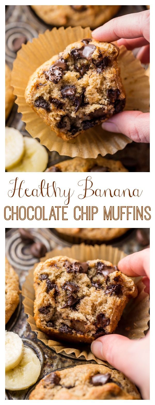 Healthy Banana Chocolate Chip Muffins -   11 healthy recipes Clean chocolate chips ideas