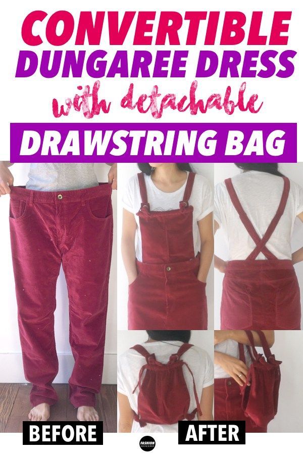 DIY Convertible Dungaree Dress From Old Corduroy Pants -   12 DIY Clothes Remake how to make ideas