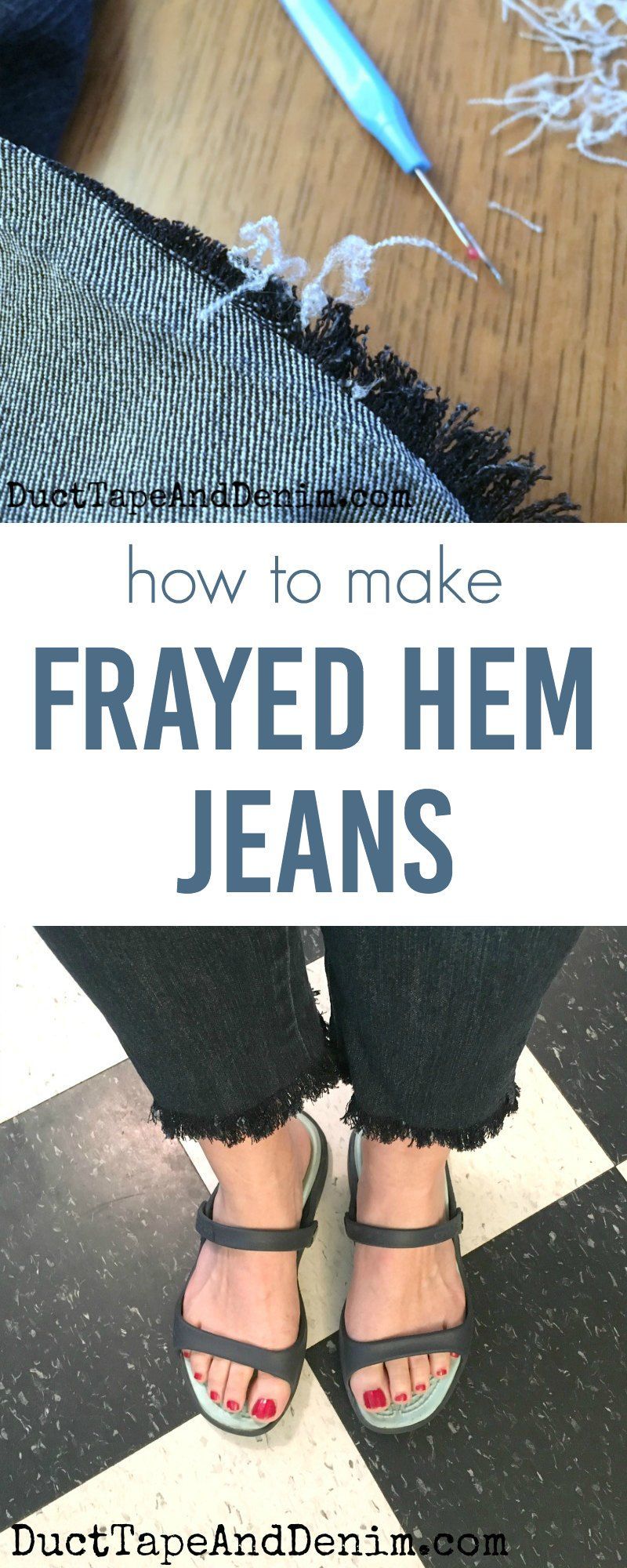 How to Make Frayed Hem Jeans from Thrift Store Clothing -   12 DIY Clothes Remake how to make ideas