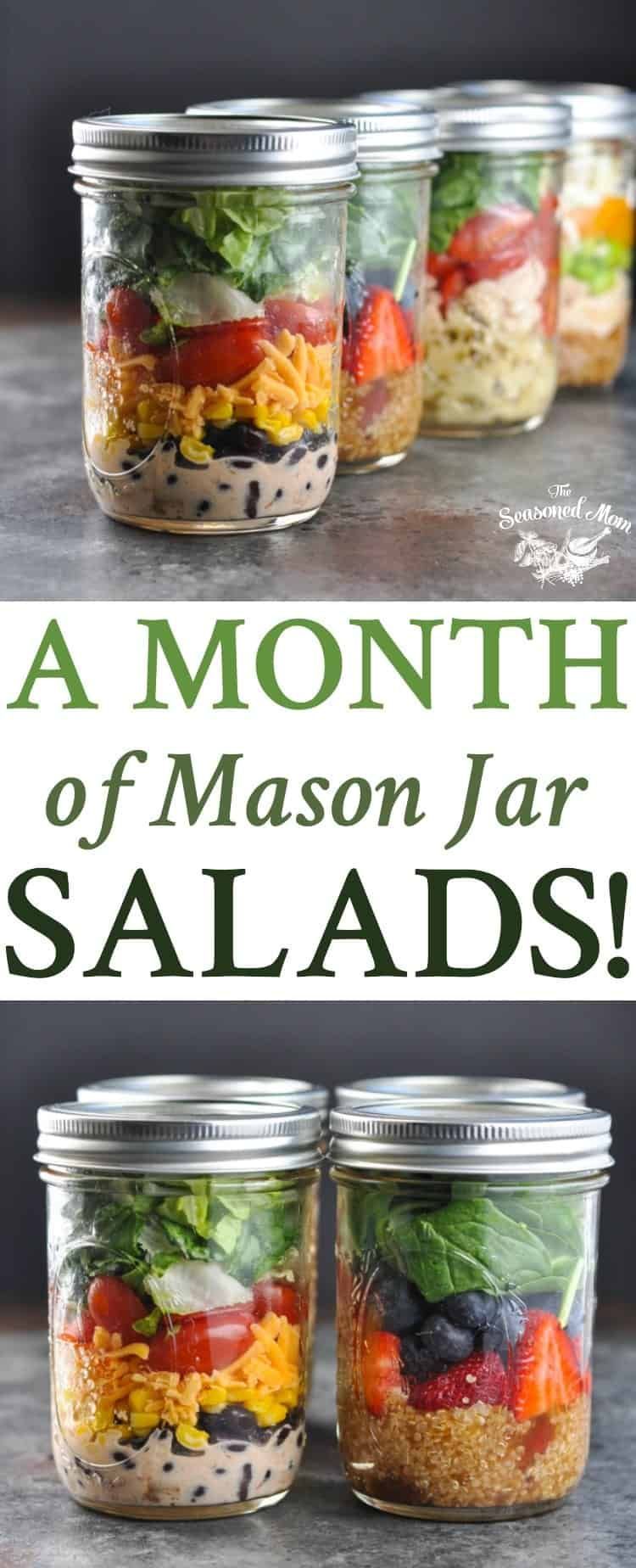A Month of Mason Jar Salads! -   13 healthy recipes Snacks mason jars ideas