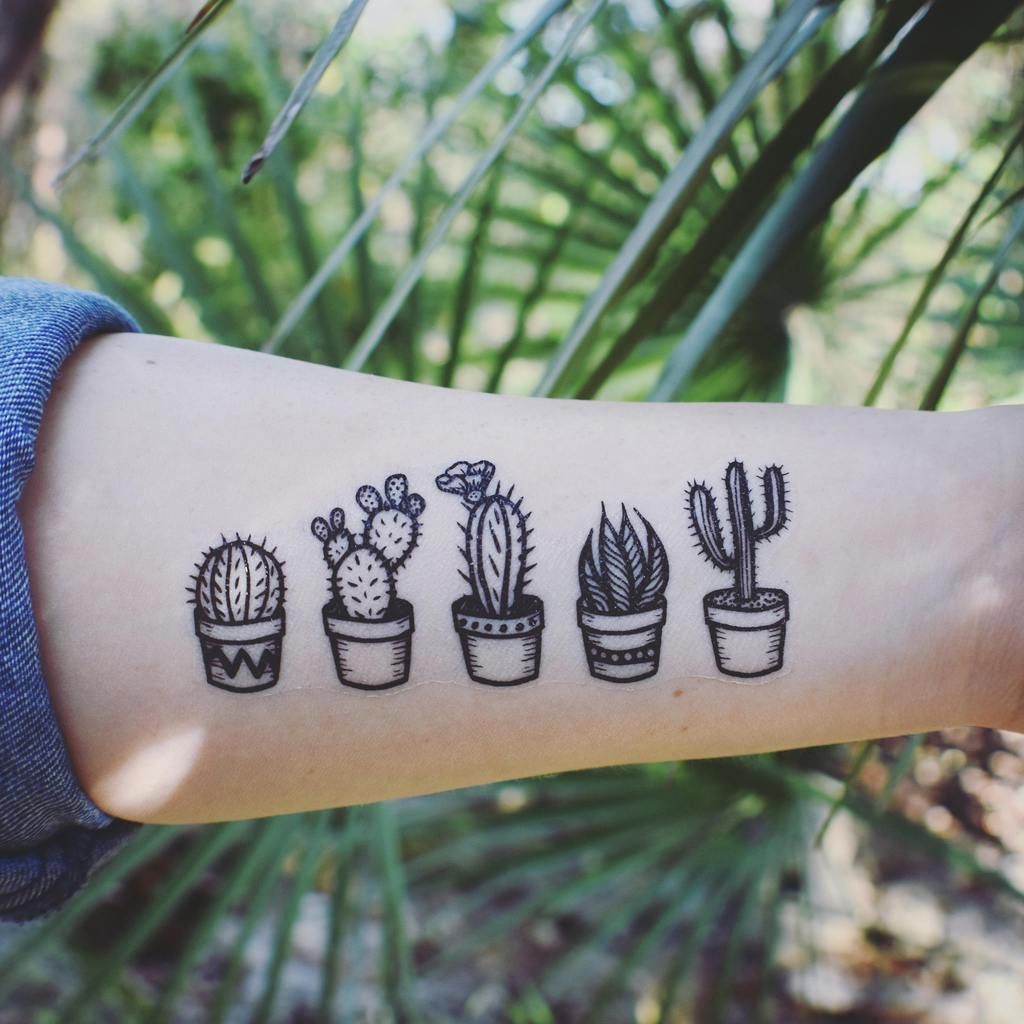 Potted Cactus Temporary Tattoo from Nature Tats -   13 plants Tattoo back ideas