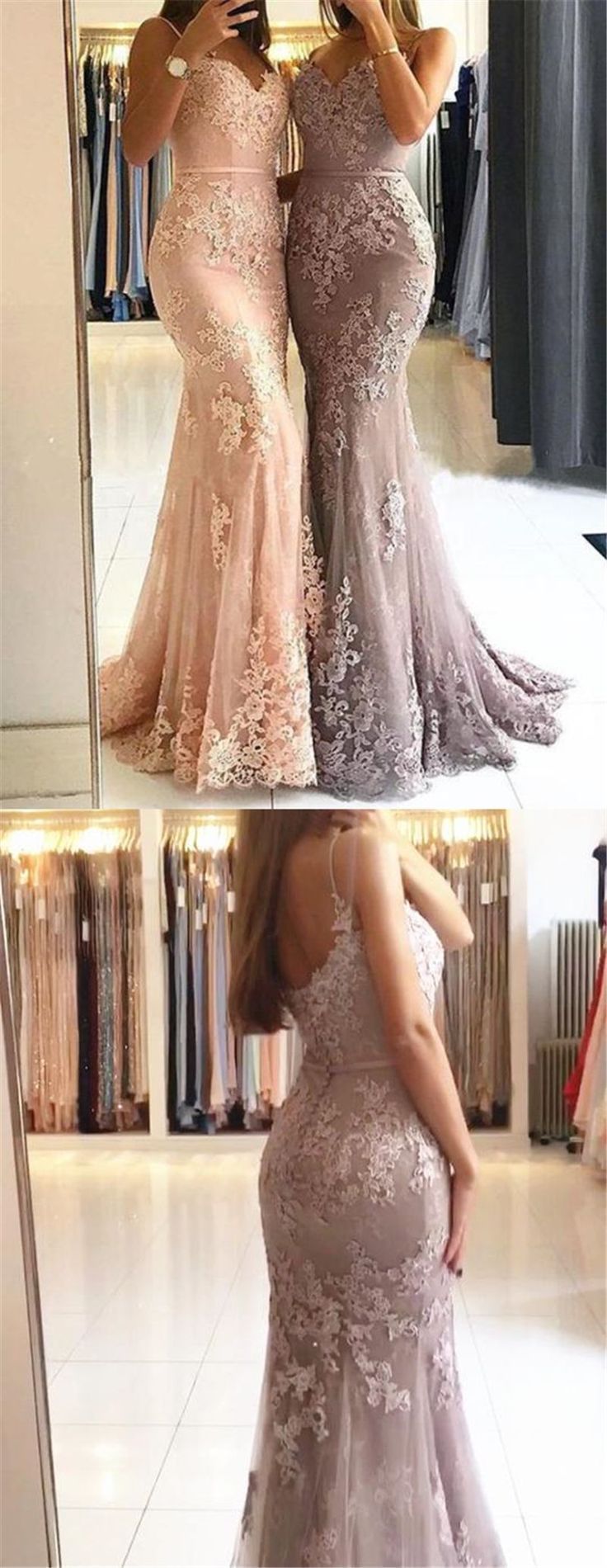 Sweetheart Spaghetti Straps Lace Mermaid Floor Long Custom Evening Prom Dresses, 17424 -   14 dress Pink party ideas