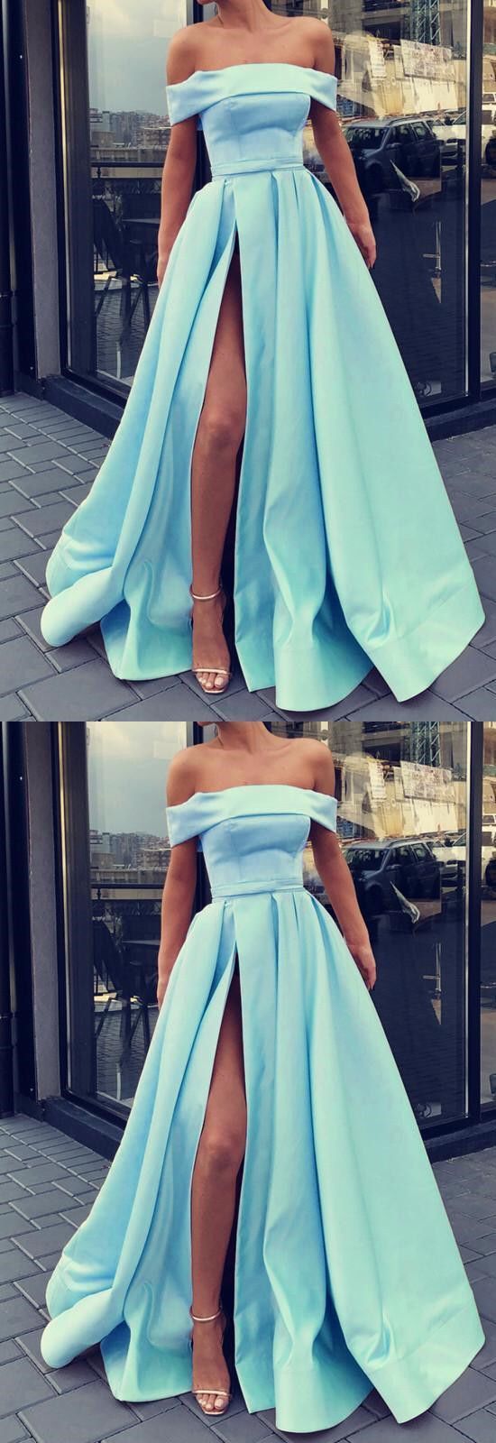 Light blue prom dresses off shoulder evening gown -   14 dress Pink party ideas