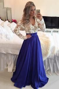 Chicloth 2019 Lace Long Sleeves Prom Dresses V Neck Sheer Open Back Beaded Evening Gowns -   14 dress Prom ugly ideas
