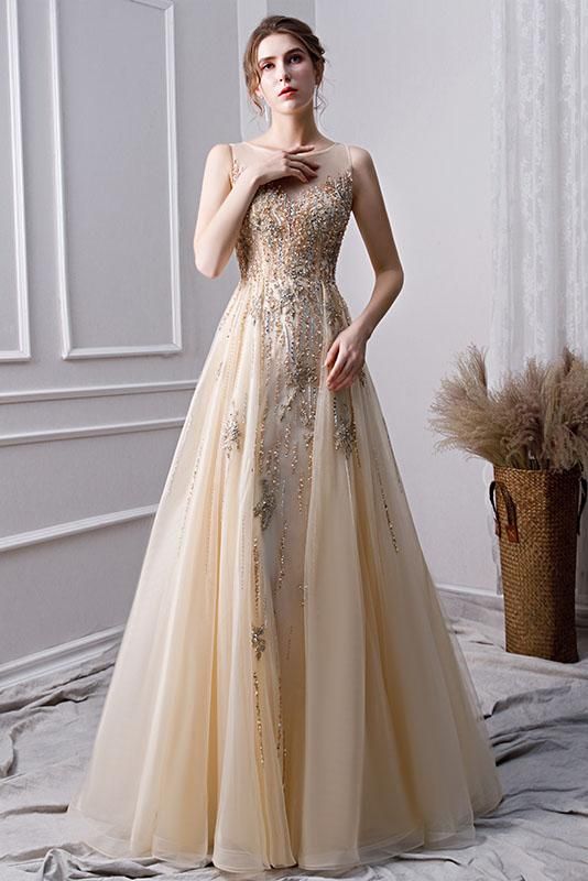 A Line Long Prom Dresses With Beading Formal Evening Gown OKL30 -   14 dress Prom ugly ideas
