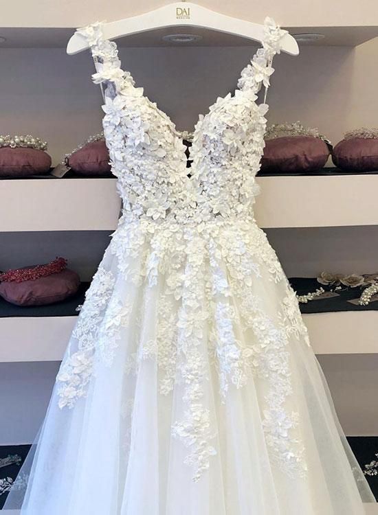 White tulle lace applique long prom dress, formal dress -   14 dress Prom ugly ideas