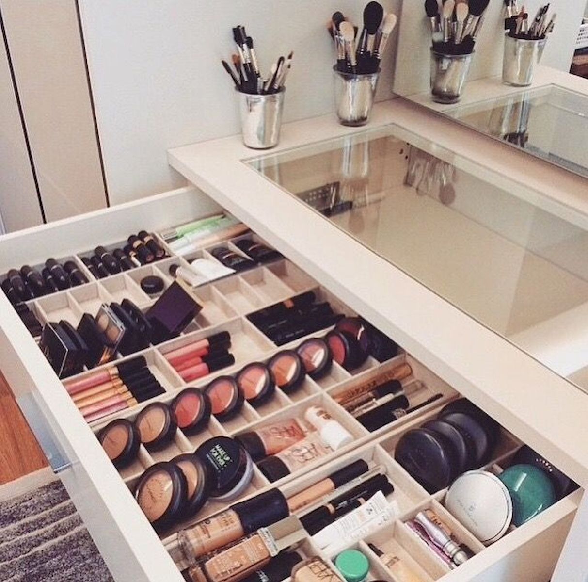 50+ Cool Makeup Storage Ideas That Will Save Your Time -   14 makeup Storage table ideas