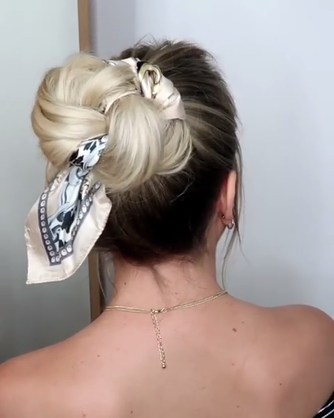 Messy Updo with a Scarf / Hairstyles 2019 -   14 messy hairstyles Videos ideas