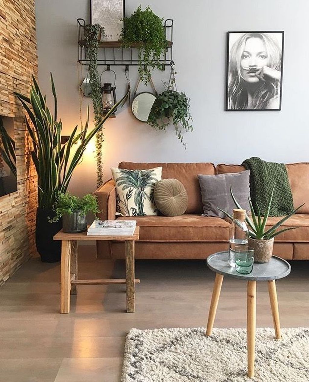 50 Attractive Brown Living Room Design Ideas -   14 planting Room design ideas
