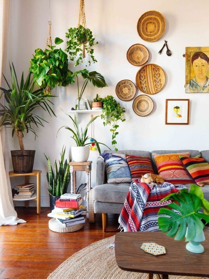 47 Romantic Bohemian Style Living Room Design Ideas -   14 planting Room design ideas