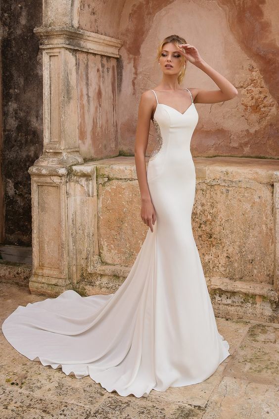 2019 straps white mermaid wedding dress, formal bridal gown -   14 wedding Dresses tight ideas