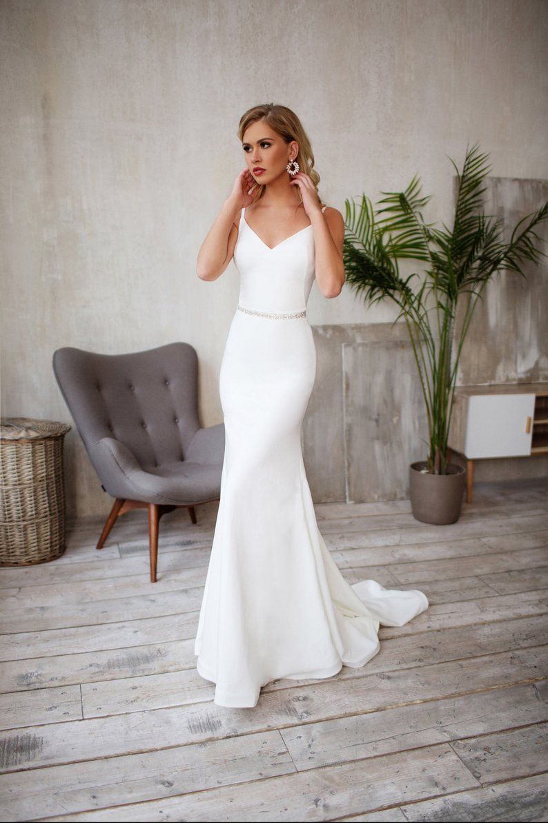 Tight wedding dress, Crepe Sleek silhouette, Minimalist bridal gown GEORGiE -   14 wedding Dresses tight ideas