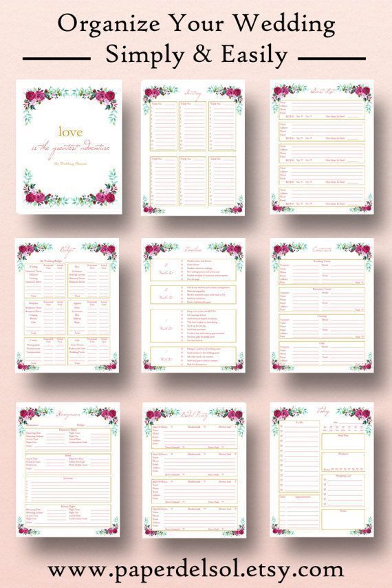 Wedding Planner Printable, Wedding Planner Book, Binder Printables, Planning Book, Honeymoon Plan, Binder Printable, Letter Instant Download -   14 wedding Planner binder ideas