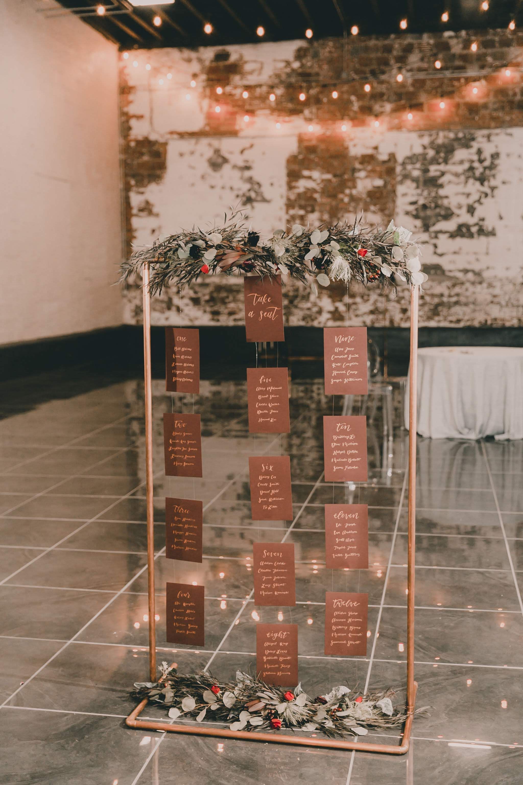 Copper & Burgundy Paper Seating Chart -   14 wedding Table assignments ideas