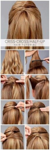 Tutoriales de peinados para que luzcas diferente en tu fiesta de XV a?os -   15 hair Half Up Half Down criss cross ideas