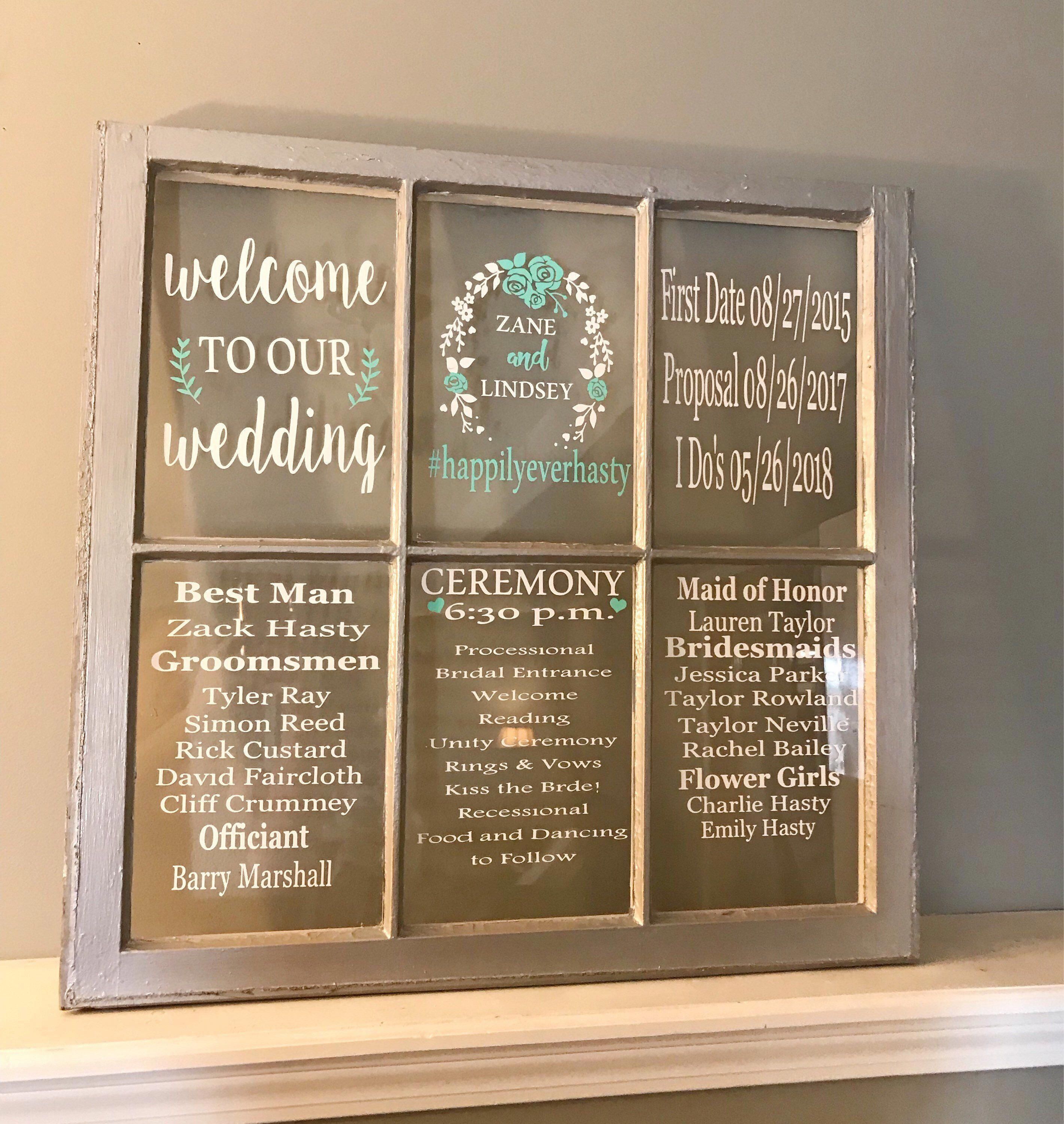 Wedding programs - wedding program sign - 6 pane wood window - rustic wedding picture frame - wedding window - wedding program -   15 wedding DIY crafts ideas