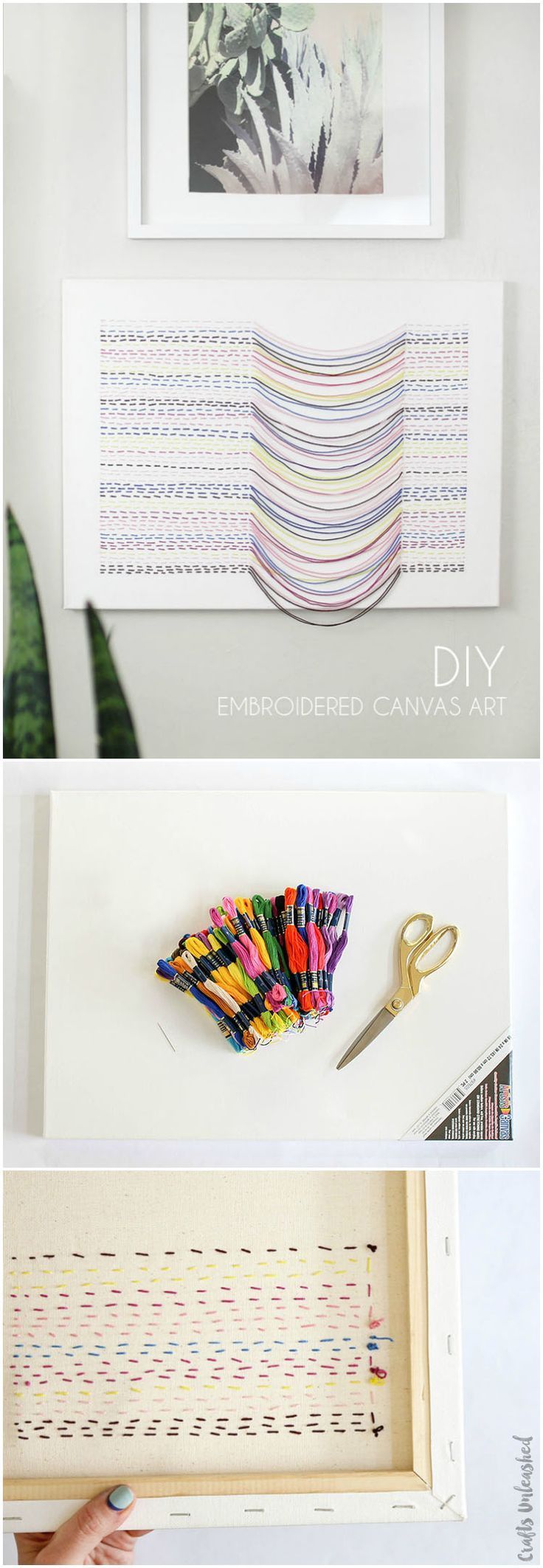 DIY Canvas Wall Art with Embroidered Thread Design -   16 diy projects Decoration canvases ideas