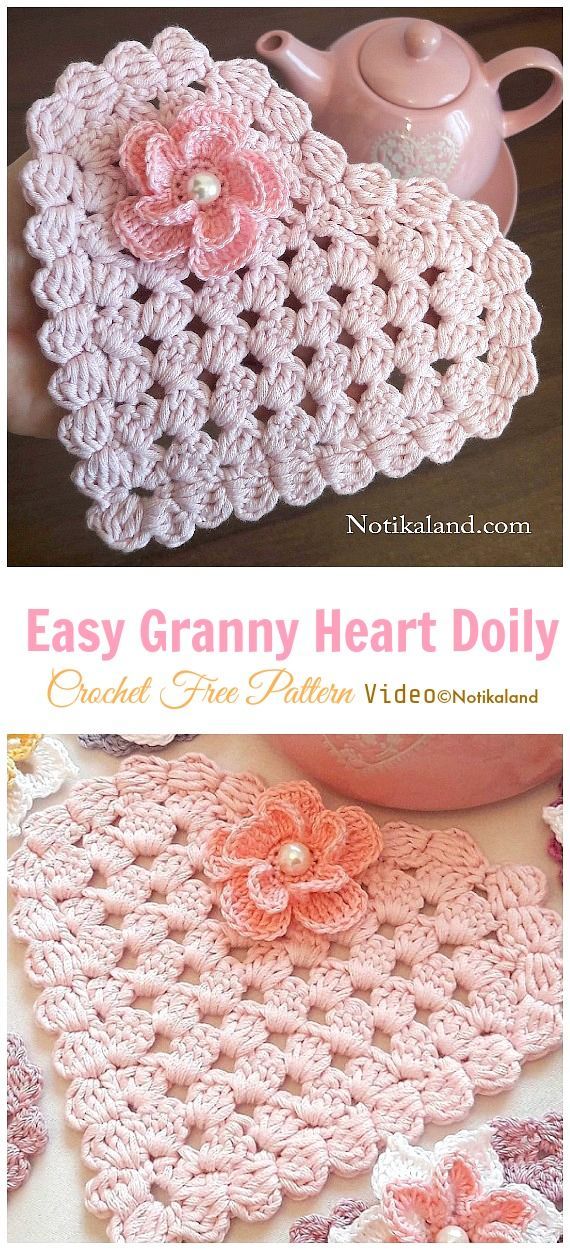 Easy Granny Heart Doily Crochet Free Pattern [Video] -   16 diy projects free pattern ideas