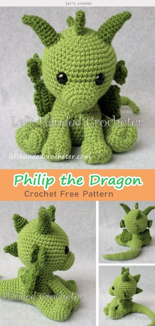 Philip the Dragon Crochet Free Pattern -   16 diy projects free pattern ideas
