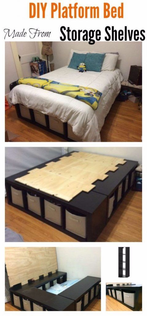 DIY Platform Bed Made From Storage Shelves -   16 diy projects Storage budget ideas