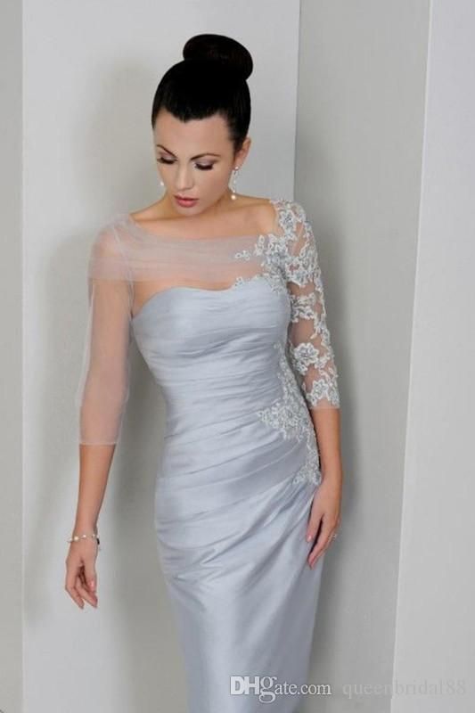 Modest Sheer Neck 3/4 Long Sleeves Mother Of The Bride Dresses 2019 New Applique Ruched Short Party Gowns Floral Mother Of The Bride Dresses Jasmine Mother Of The Bride Dresses From Queenbridal88, $80.41| DHgate.Com -   16 dress Mother Of The Bride south wales ideas