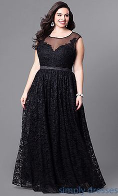 Formal Long Plus-Size Prom Dress with Illusion Lace -   16 dress Plus Size long ideas