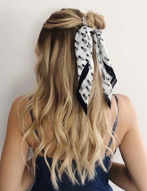 25 Incredible Ways To Style Your Hair With A Scarf -   17 hairstyles Bandana top knot ideas