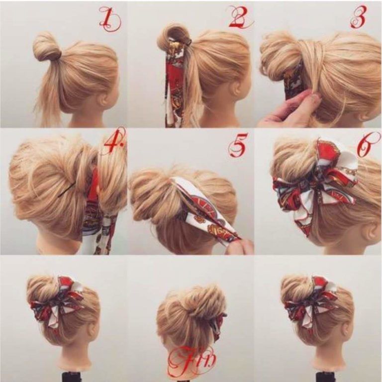 40+ Everyday Hair Updo Tutorials For Summer -   17 hairstyles Bandana top knot ideas