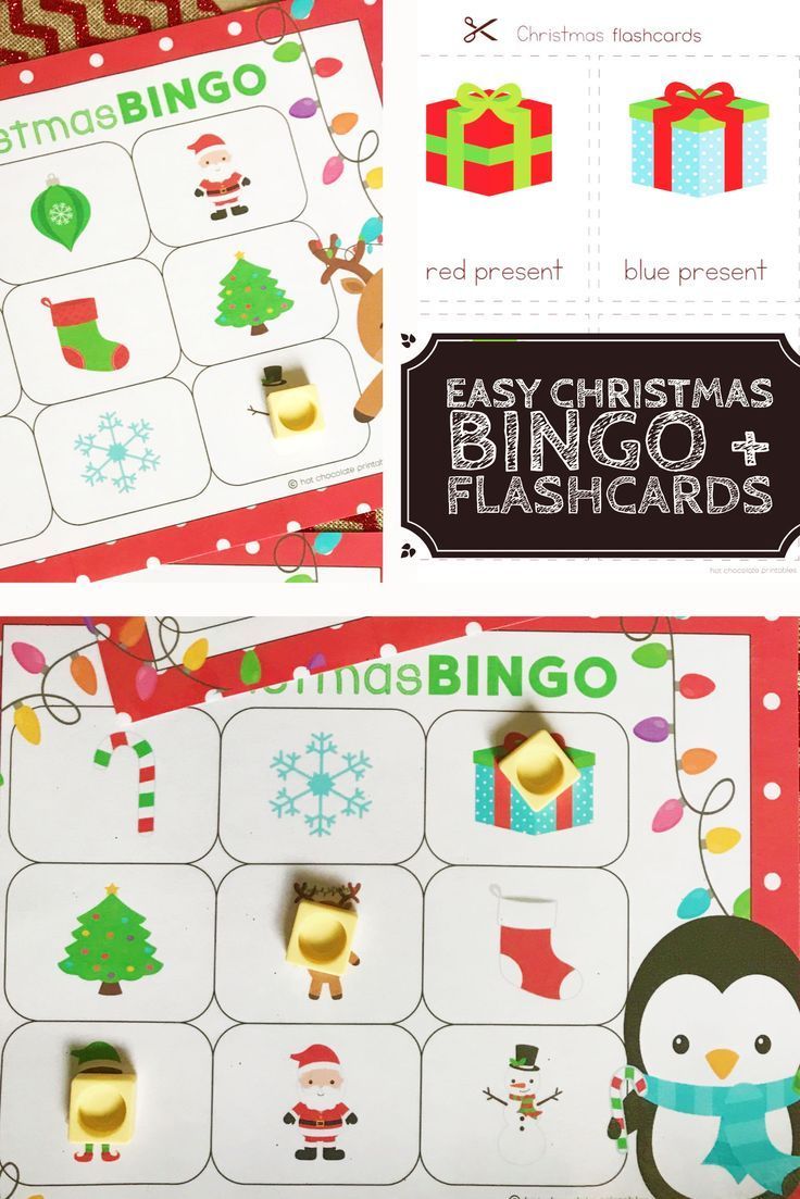 EASY Christmas Bingo and flashcard set -   17 holiday Word simple ideas