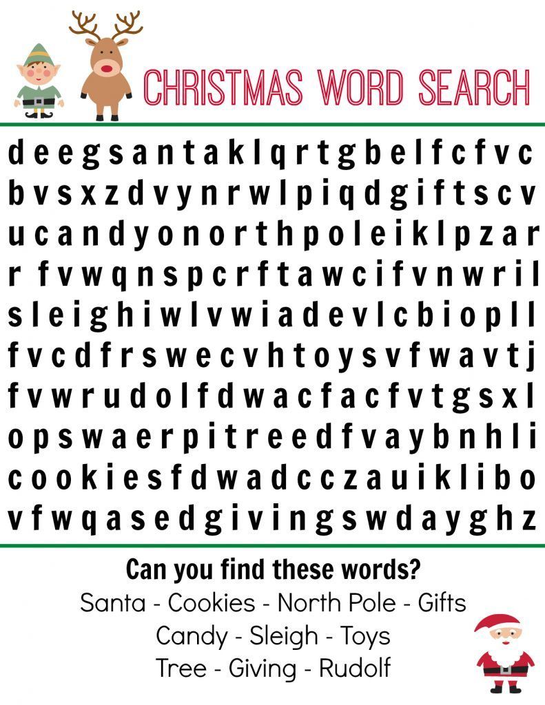 Christmas Word Search -   17 holiday Word simple ideas