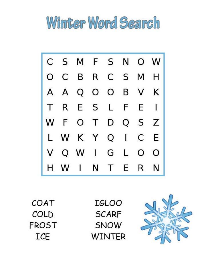 Winter Word Search -   17 holiday Word simple ideas