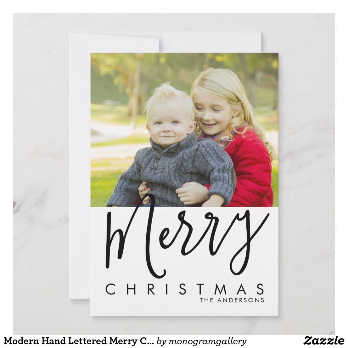 Modern Hand Lettered Merry Christmas Script Photo Holiday Card | Zazzle.com -   17 holiday Word simple ideas