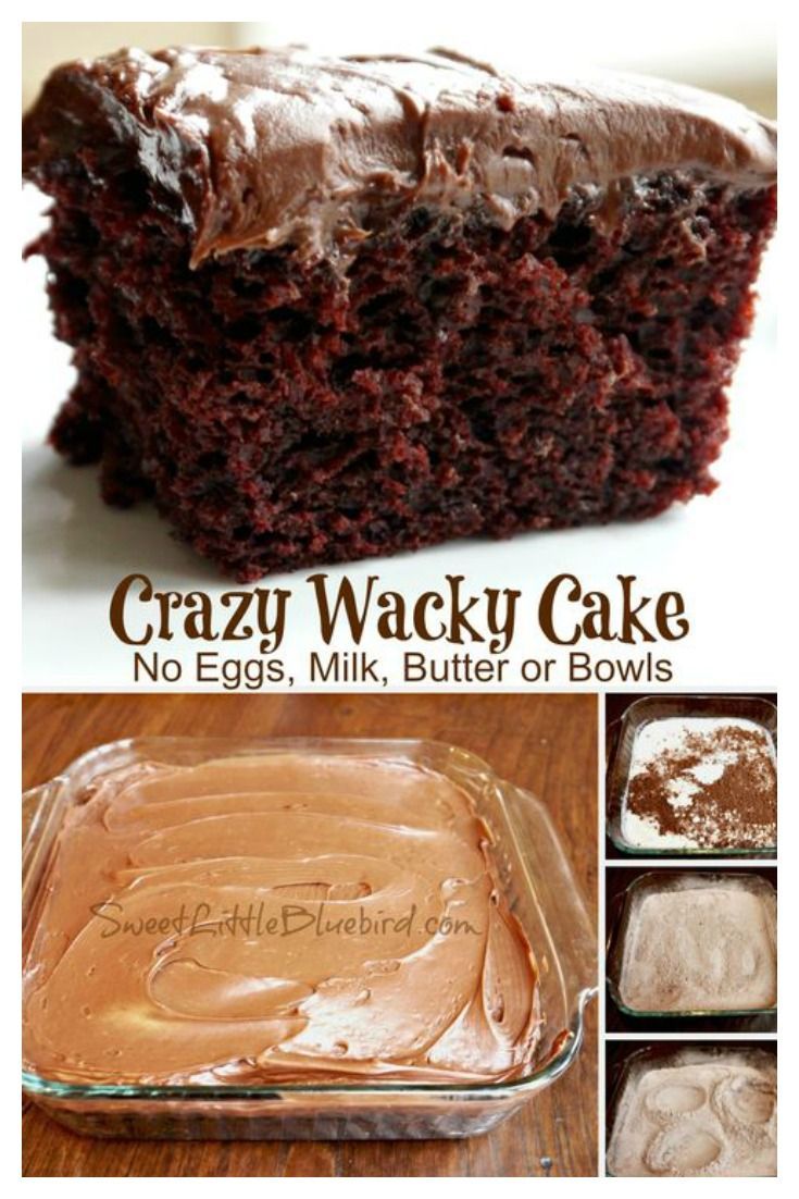 Chocolate Crazy Cake (No Eggs, Milk, Butter or Bowls) -   18 cake For Kids eggs ideas