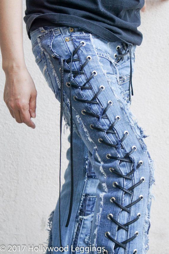 Denim on Denim Chopper Style Lace Up Sides  