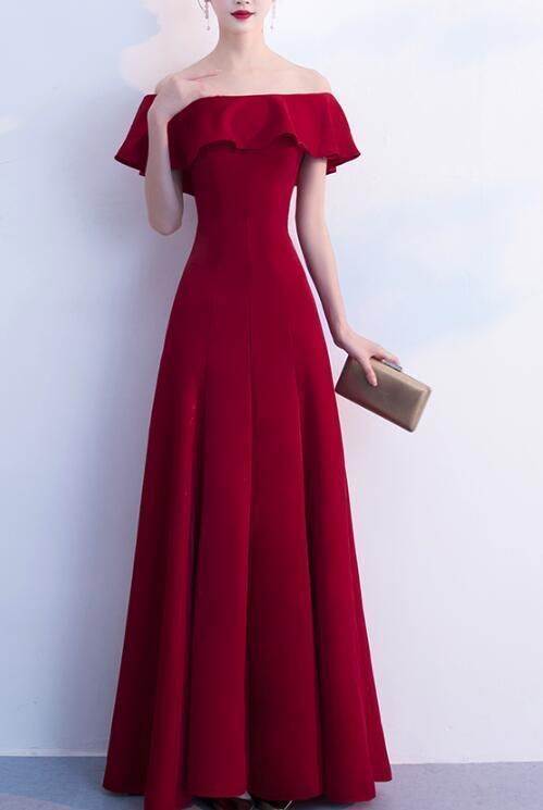 Wine Red Off Shoulder Floor Length Party Dress, Cute Formal Dress 2019 -   18 dress Cute formal ideas