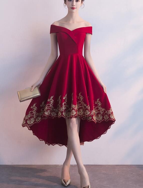 Beautiful Red High Low Party Dress With Gold Applique, Stylish Formal Dress, Cute Party Dress -   18 dress Cute formal ideas