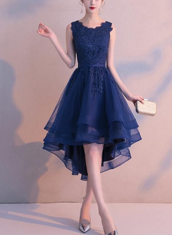 Charming Blue High Low Round Neckline Stylish Party Dress, Cute Formal Dress 2019 -   18 dress Cute formal ideas
