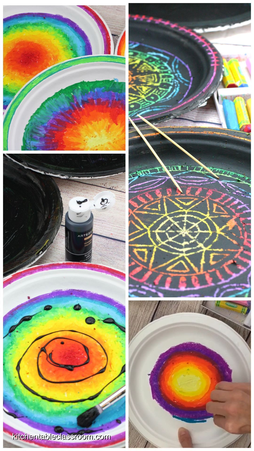 DIY Scratch Art- Colorful Paper Plate Mandalas - The Kitchen Table Classroom -   19 diy projects Cute fun ideas