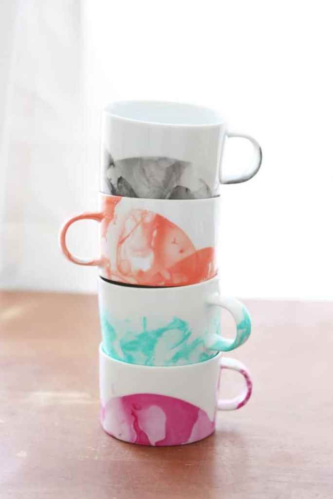 DIY Marbled Mugs with Nail Polish (with Video!) -   19 diy projects Fun nail polish ideas