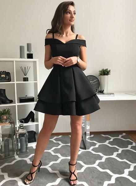 Cute black v neck short prom dress, homecoming dress -   19 dress Black gala ideas