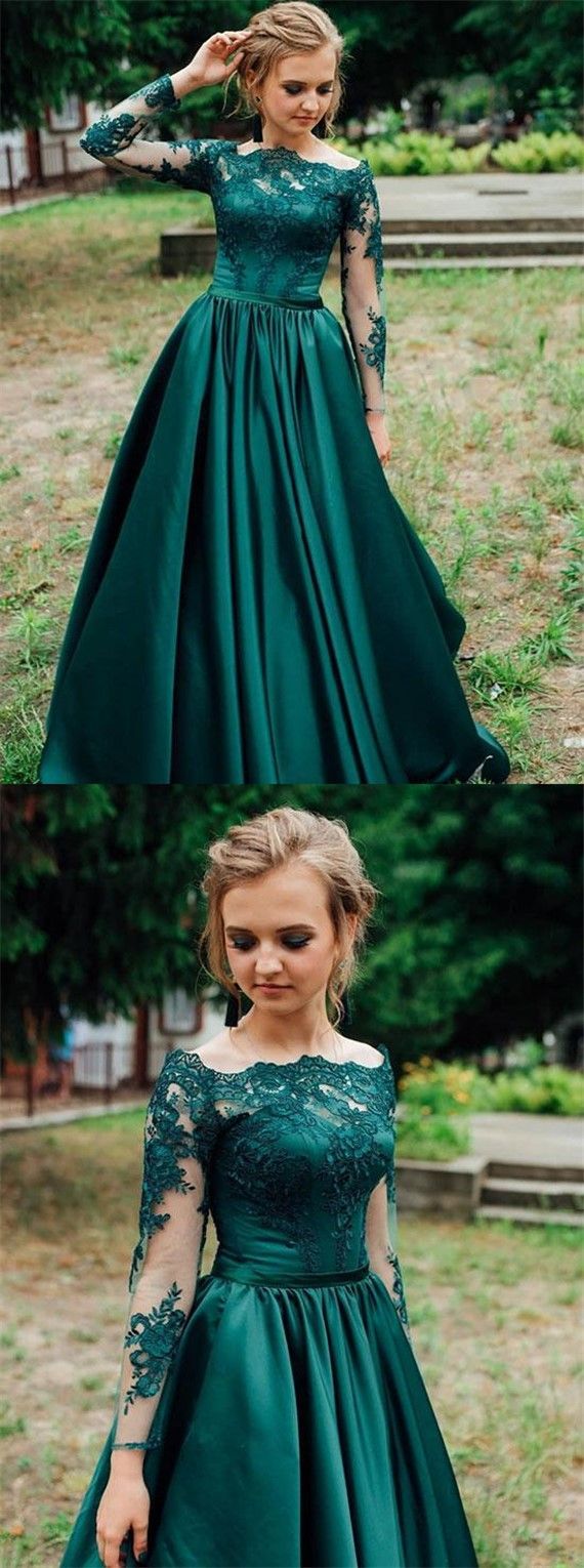 Gorgeous Dark Green Long Sleeves Lace Prom Dress,Green Evening Dress,Formal Dress -   19 dress Green lace ideas