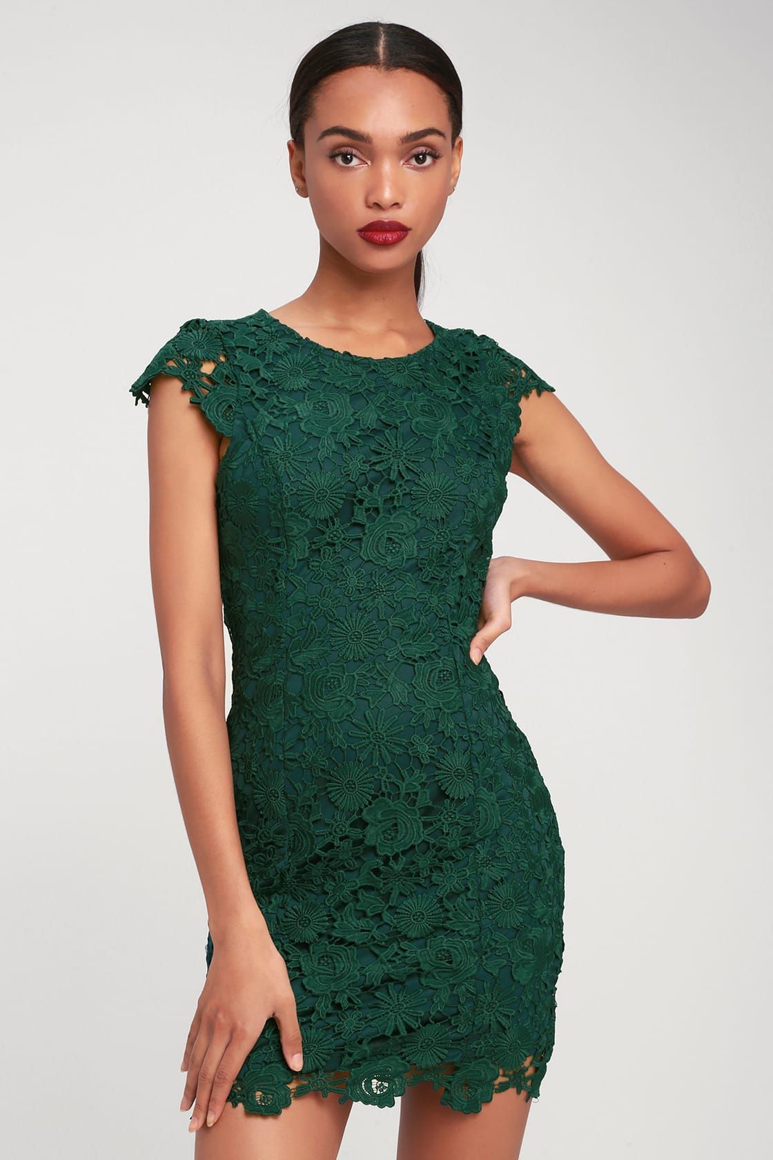 Romance Language Dark Green Backless Lace Dress -   19 dress Green lace ideas
