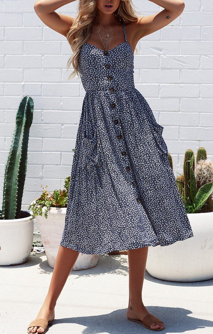2018 new classic spaghetti straps midi dress -   19 dress Summer beauty ideas