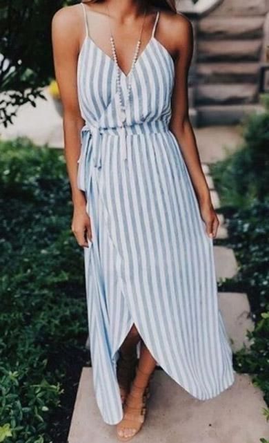 TRICIA striped backless dress -   19 dress Summer beauty ideas