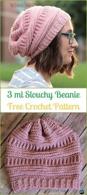 Crochet Slouchy Beanie Hat Free Patterns Tutorials -   19 knitting and crochet Free Patterns slouchy beanie ideas