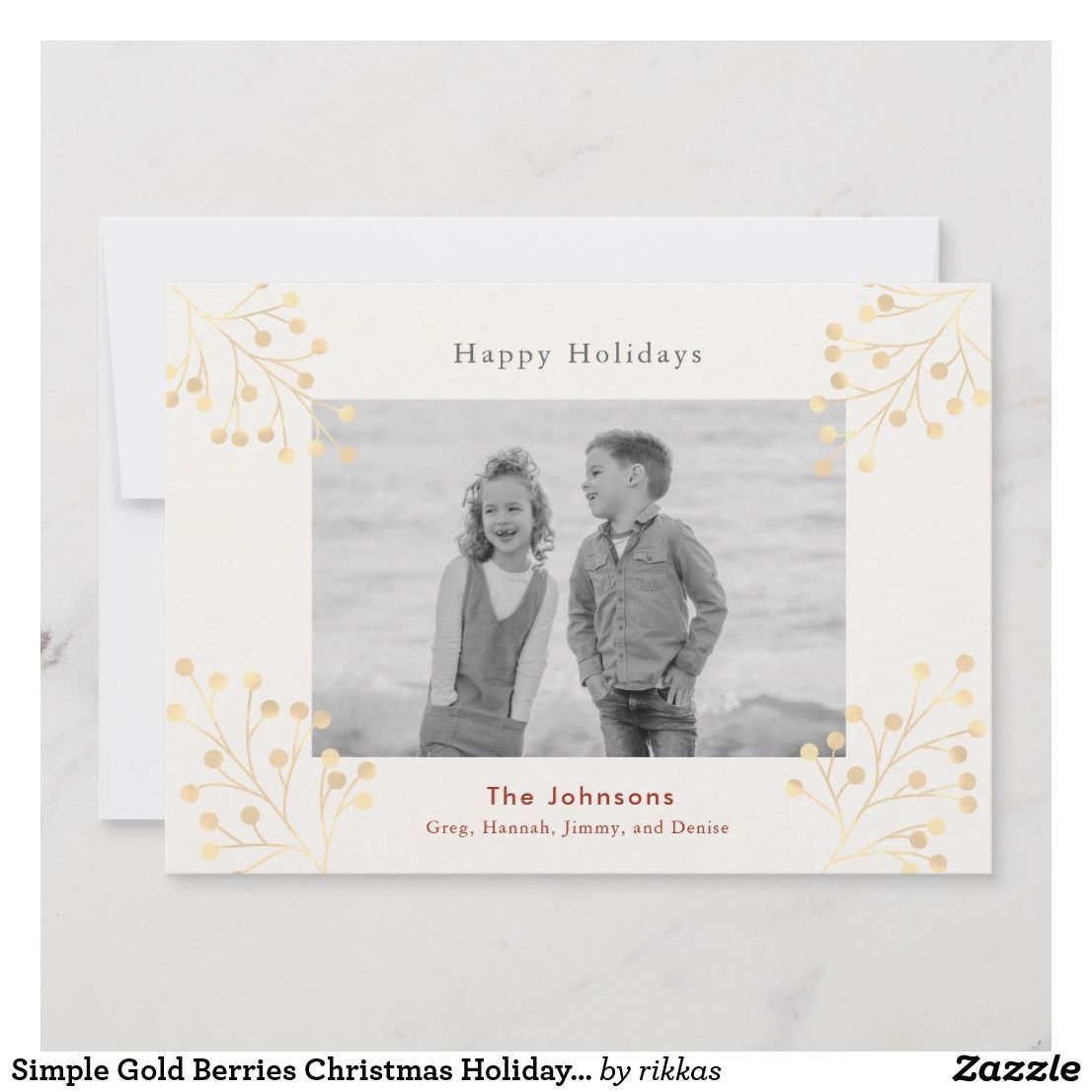 Simple Gold Berries Christmas Holiday Photo Card | Zazzle.com -   22 holiday Photos simple ideas