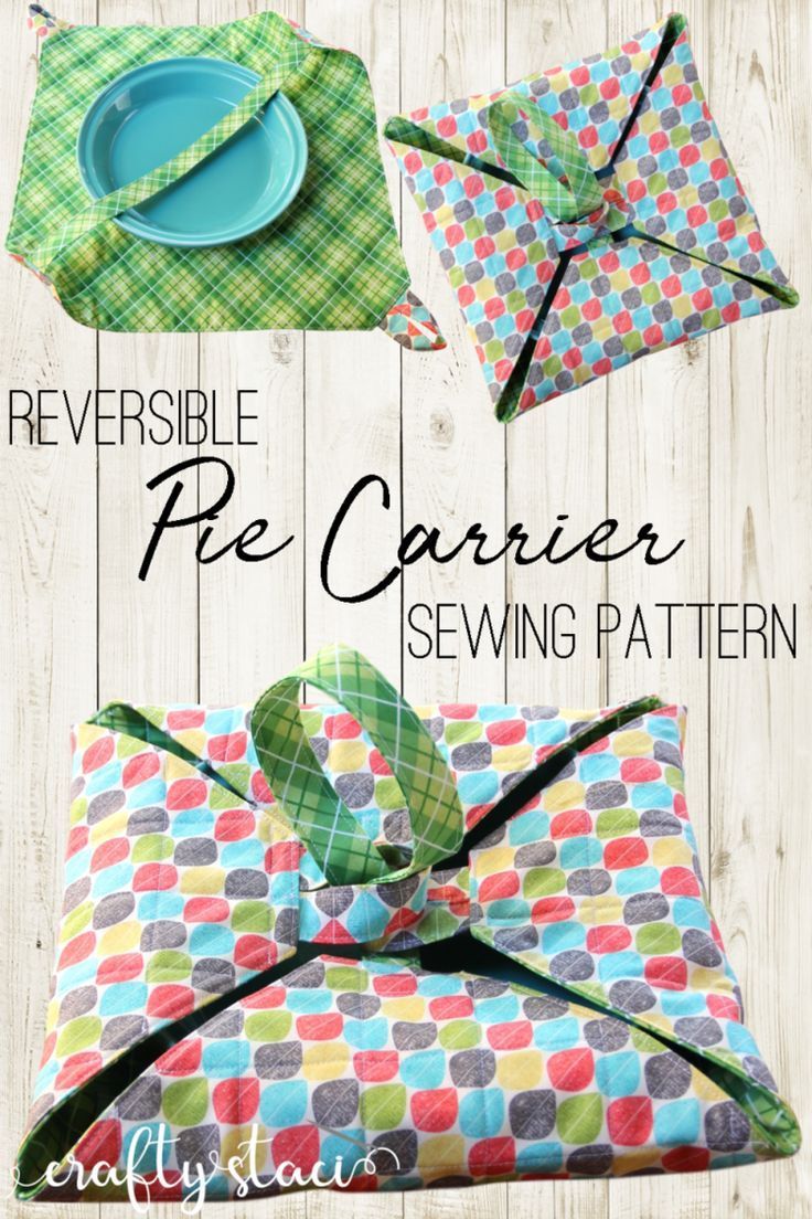 Reversible Pie Carrier Sewing Pattern - PDF download -   24 fabric crafts No Sew patterns ideas