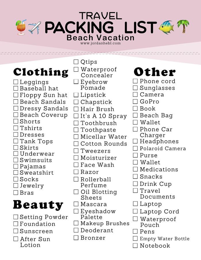 Packing List for a Beach Vacation + Free Printable -   10 holiday Packing organisation ideas