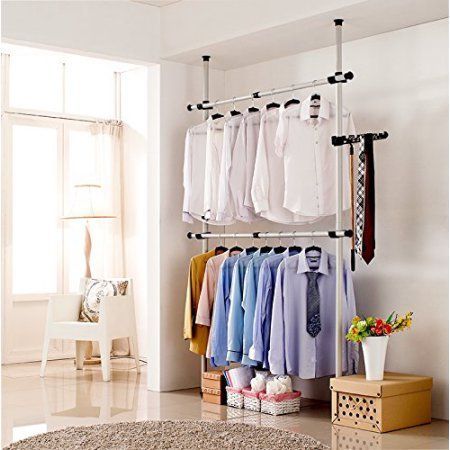 Adjustable Garment Hanger Clothes Rack, Estink Portable 4 Poles Heavy-Duty Garment Rack Tool, Free DIY Simple Closet Wardrobe for Bedroom Home -   11 DIY Clothes Rack walks ideas