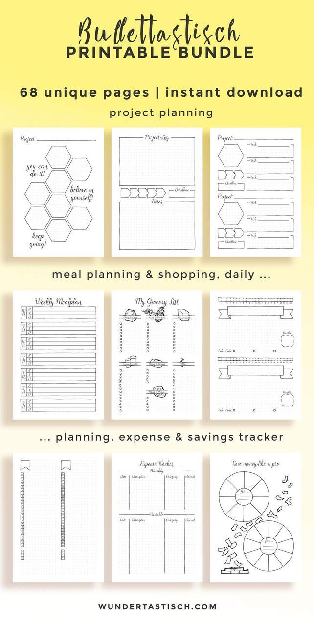 Bullettastisch Printable Bundle • Undated Bullet Journal Printable Pack • A4 • A5 • US (Half) Letter • Planner Insert • Instant Download -   11 fitness Planner memories ideas